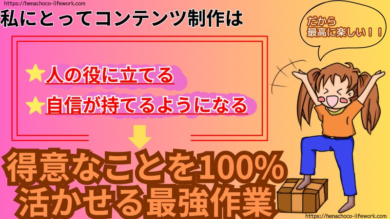 私にとってコンテンツ制作は、得意なことを１００％活かせる最強作業