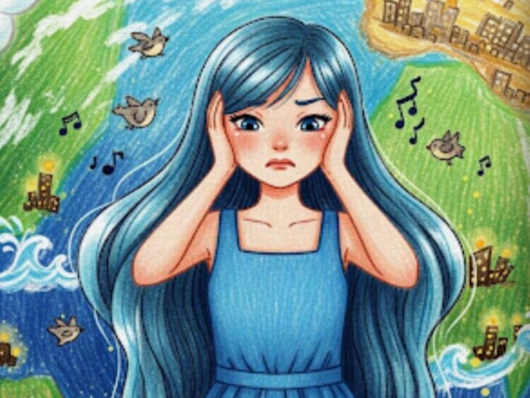 地球ちゃんは、自分の中の「音」に疲れていました。
あちこちで芽吹く命の音、波の音、そして人間たちの忙しない声。