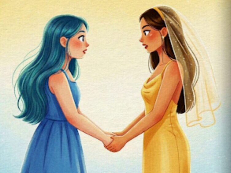 二人はお互いの手を取り合い、驚きで目を丸くしました。
「私の生き方も、誰かの希望になっているのね」
地球ちゃんは嬉しそうに言いました。
誰かの想いに応え、自らの想いも形にし続ける彼女は、いつの間にか周りに【光】を届けていたのです。
「私の沈黙も、誰かを優しく照らすための光だったのね」
金星さんも微笑みました。
厚いベールがあるからこそ、彼女は誰よりも熱く、強く輝き続けることができるのです。